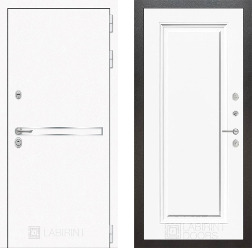 Входная металлическая Дверь Лабиринт (LABIRINT) Лайн White 27 Белый (RAL-9003) в Наро-Фоминске