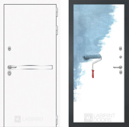 Входная металлическая Дверь Лабиринт (LABIRINT) Лайн White 28 Под покраску в Наро-Фоминске
