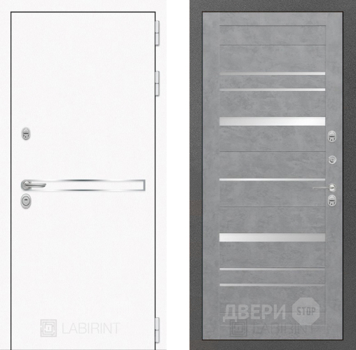 Входная металлическая Дверь Лабиринт (LABIRINT) Лайн White 20 Бетон светлый в Наро-Фоминске