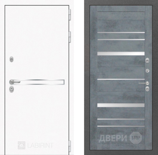 Входная металлическая Дверь Лабиринт (LABIRINT) Лайн White 20 Бетон темный в Наро-Фоминске