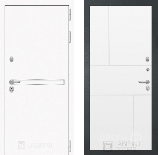 Входная металлическая Дверь Лабиринт (LABIRINT) Лайн White 21 Белый софт в Наро-Фоминске