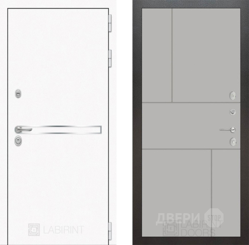 Входная металлическая Дверь Лабиринт (LABIRINT) Лайн White 21 Грей софт в Наро-Фоминске