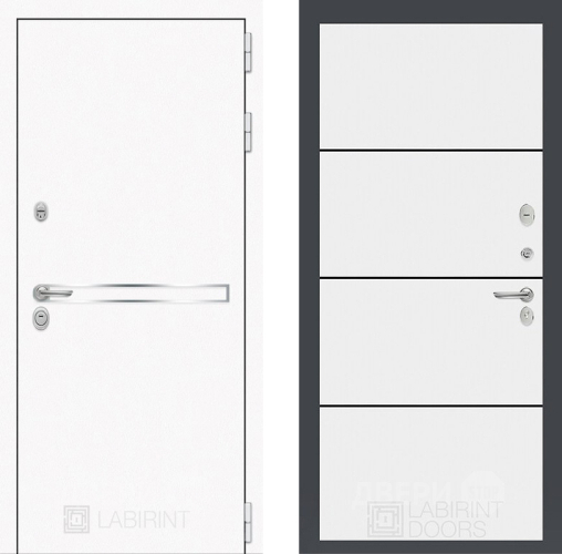 Входная металлическая Дверь Лабиринт (LABIRINT) Лайн White 25 Белый софт в Наро-Фоминске