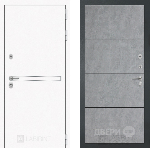 Входная металлическая Дверь Лабиринт (LABIRINT) Лайн White 25 Бетон светлый в Наро-Фоминске
