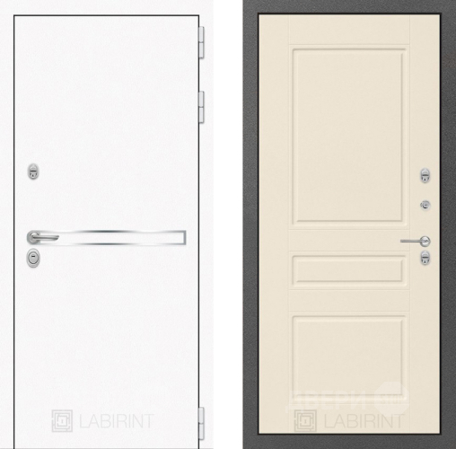 Входная металлическая Дверь Лабиринт (LABIRINT) Лайн White 03 Крем софт в Наро-Фоминске