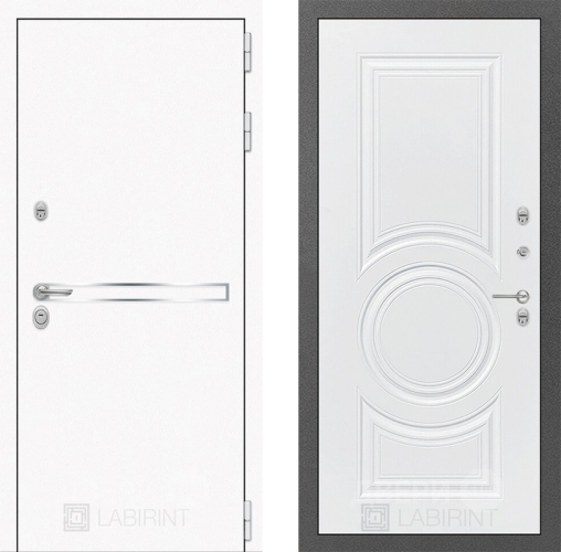 Входная металлическая Дверь Лабиринт (LABIRINT) Лайн White 23 Белый софт в Наро-Фоминске