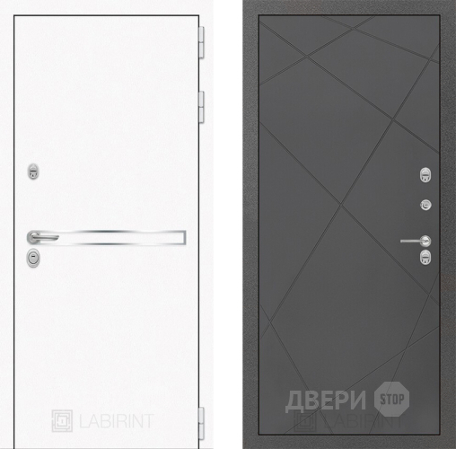 Входная металлическая Дверь Лабиринт (LABIRINT) Лайн White 24 Графит софт в Наро-Фоминске