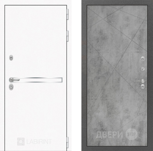 Входная металлическая Дверь Лабиринт (LABIRINT) Лайн White 24 Бетон светлый в Наро-Фоминске