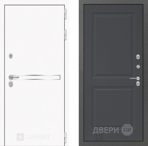 Входная металлическая Дверь Лабиринт (LABIRINT) Лайн White 11 Графит софт в Наро-Фоминске