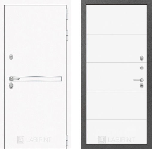 Входная металлическая Дверь Лабиринт (LABIRINT) Лайн White 13 Белый софт в Наро-Фоминске