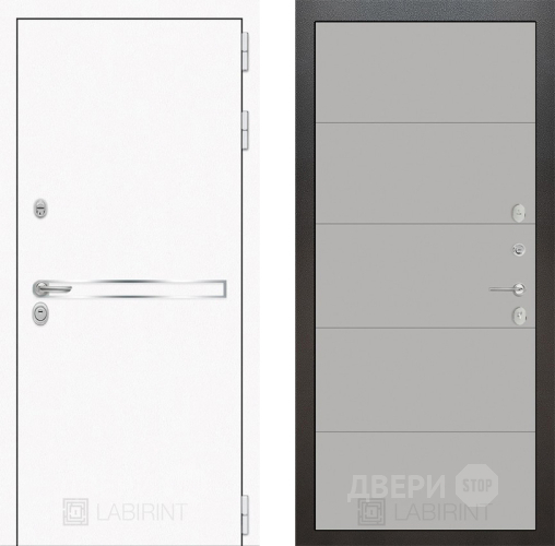 Входная металлическая Дверь Лабиринт (LABIRINT) Лайн White 13 Грей софт в Наро-Фоминске