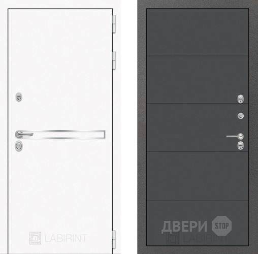 Входная металлическая Дверь Лабиринт (LABIRINT) Лайн White 13 Графит софт в Наро-Фоминске