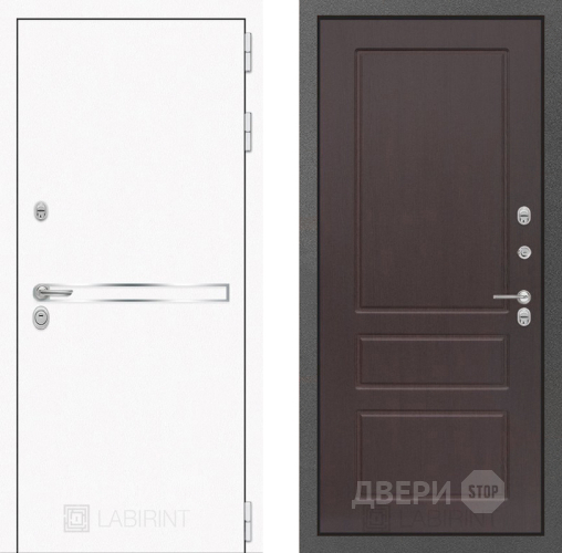 Входная металлическая Дверь Лабиринт (LABIRINT) Лайн White 03 Орех премиум в Наро-Фоминске