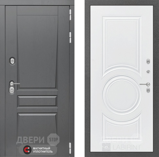 Входная металлическая Дверь Лабиринт (LABIRINT) Платинум 23 Белый софт в Наро-Фоминске