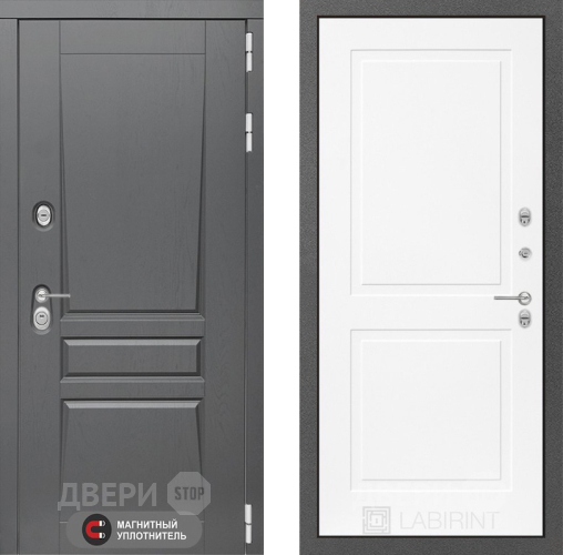 Входная металлическая Дверь Лабиринт (LABIRINT) Платинум 11 Белый софт в Наро-Фоминске