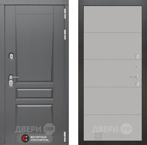 Входная металлическая Дверь Лабиринт (LABIRINT) Платинум 13 Грей софт в Наро-Фоминске