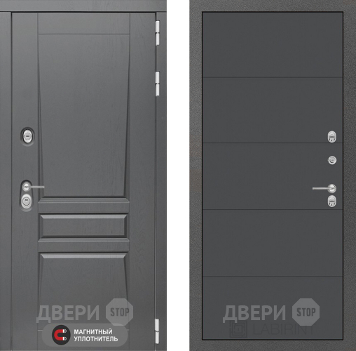 Входная металлическая Дверь Лабиринт (LABIRINT) Платинум 13 Графит софт в Наро-Фоминске