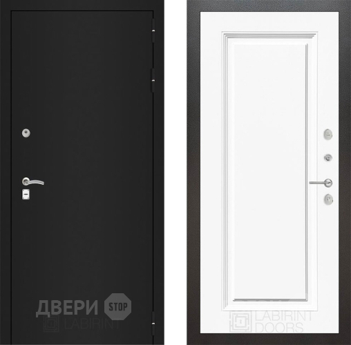 Входная металлическая Дверь Лабиринт (LABIRINT) Classic шагрень черная 27 Белый (RAL-9003) в Наро-Фоминске