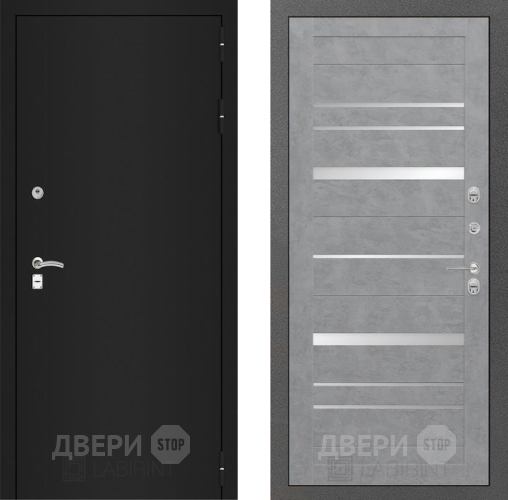 Дверь Лабиринт (LABIRINT) Classic шагрень черная 20 Бетон светлый в Наро-Фоминске