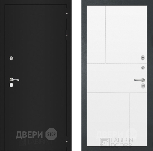Дверь Лабиринт (LABIRINT) Classic шагрень черная 21 Белый софт в Наро-Фоминске