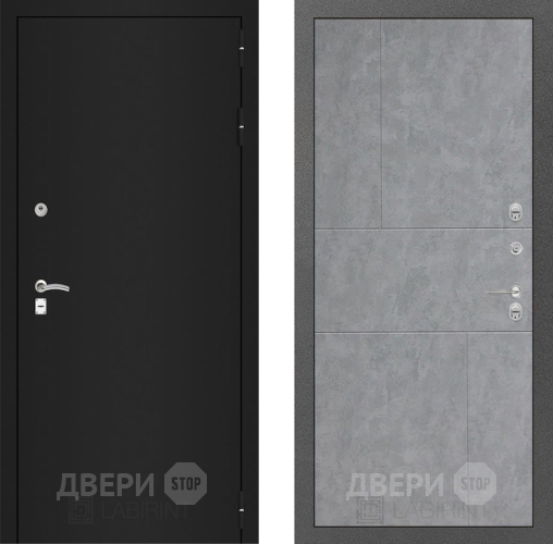 Входная металлическая Дверь Лабиринт (LABIRINT) Classic шагрень черная 21 Бетон светлый в Наро-Фоминске