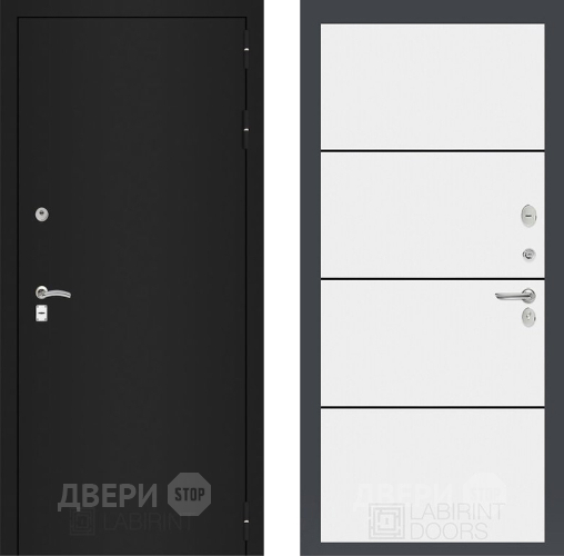 Дверь Лабиринт (LABIRINT) Classic шагрень черная 25 Белый софт в Наро-Фоминске