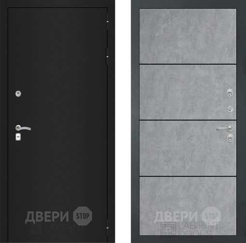 Входная металлическая Дверь Лабиринт (LABIRINT) Classic шагрень черная 25 Бетон светлый в Наро-Фоминске