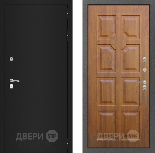 Входная металлическая Дверь Лабиринт (LABIRINT) Classic шагрень черная 17 Дуб золото в Наро-Фоминске