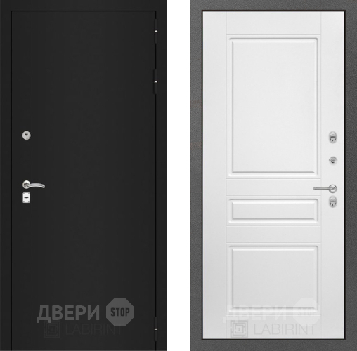 Дверь Лабиринт (LABIRINT) Classic шагрень черная 03 Белый софт в Наро-Фоминске