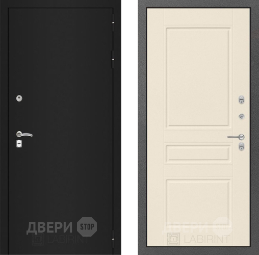 Дверь Лабиринт (LABIRINT) Classic шагрень черная 03 Крем софт в Наро-Фоминске