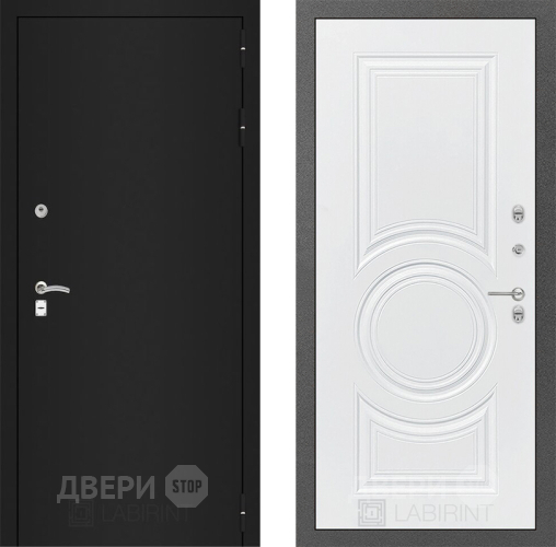 Входная металлическая Дверь Лабиринт (LABIRINT) Classic шагрень черная 23 Белый софт в Наро-Фоминске