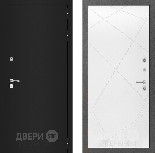 Дверь Лабиринт (LABIRINT) Classic шагрень черная 24 Белый софт в Наро-Фоминске