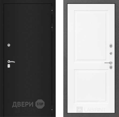 Дверь Лабиринт (LABIRINT) Classic шагрень черная 11 Белый софт в Наро-Фоминске