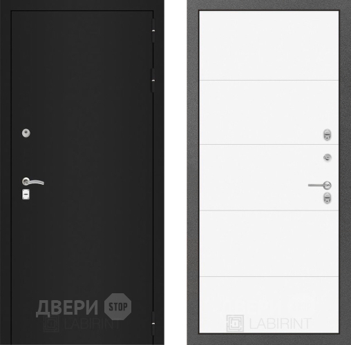 Дверь Лабиринт (LABIRINT) Classic шагрень черная 13 Белый софт в Наро-Фоминске