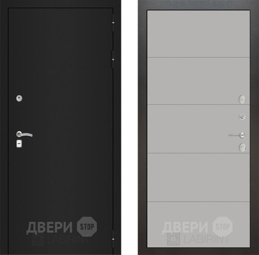Входная металлическая Дверь Лабиринт (LABIRINT) Classic шагрень черная 13 Грей софт в Наро-Фоминске