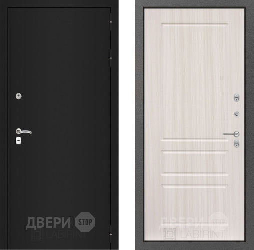 Входная металлическая Дверь Лабиринт (LABIRINT) Classic шагрень черная 03 Сандал белый в Наро-Фоминске