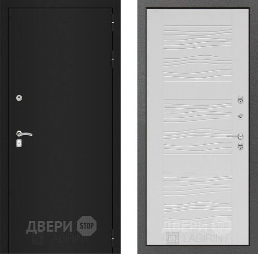 Дверь Лабиринт (LABIRINT) Classic шагрень черная 06 Белое дерево в Наро-Фоминске