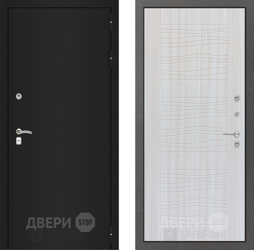 Входная металлическая Дверь Лабиринт (LABIRINT) Classic шагрень черная 06 Сандал белый в Наро-Фоминске