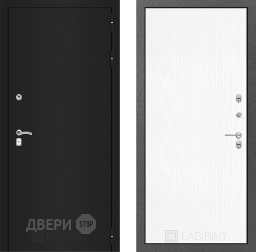 Дверь Лабиринт (LABIRINT) Classic шагрень черная 07 Белое дерево в Наро-Фоминске