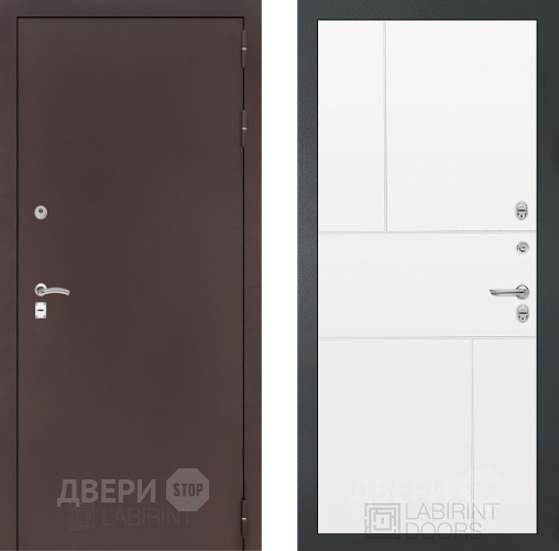 Входная металлическая Дверь Лабиринт (LABIRINT) Classic антик медь 21 Белый софт в Наро-Фоминске