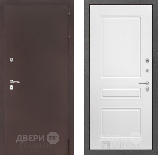 Входная металлическая Дверь Лабиринт (LABIRINT) Classic антик медь 03 Белый софт в Наро-Фоминске