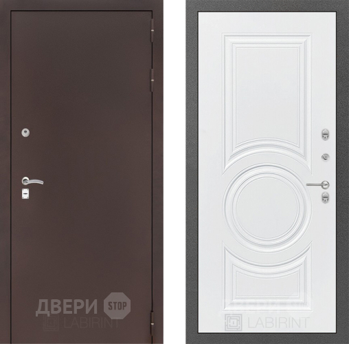Входная металлическая Дверь Лабиринт (LABIRINT) Classic антик медь 23 Белый софт в Наро-Фоминске