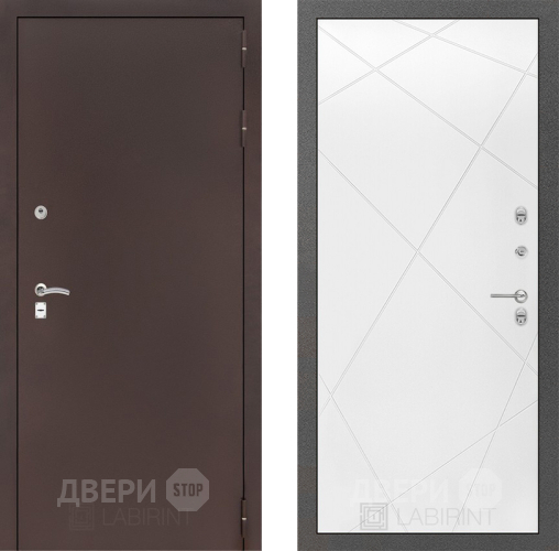 Входная металлическая Дверь Лабиринт (LABIRINT) Classic антик медь 24 Белый софт в Наро-Фоминске