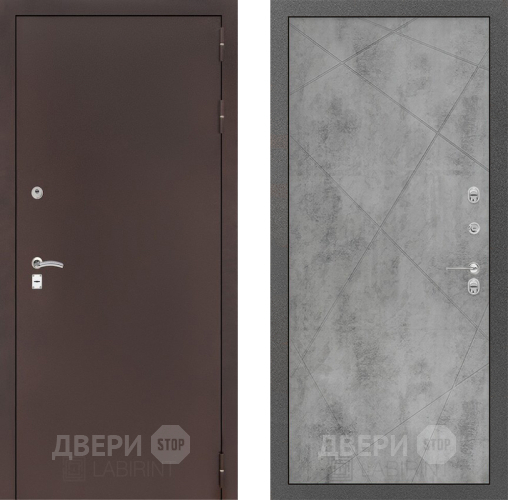 Входная металлическая Дверь Лабиринт (LABIRINT) Classic антик медь 24 Бетон светлый в Наро-Фоминске