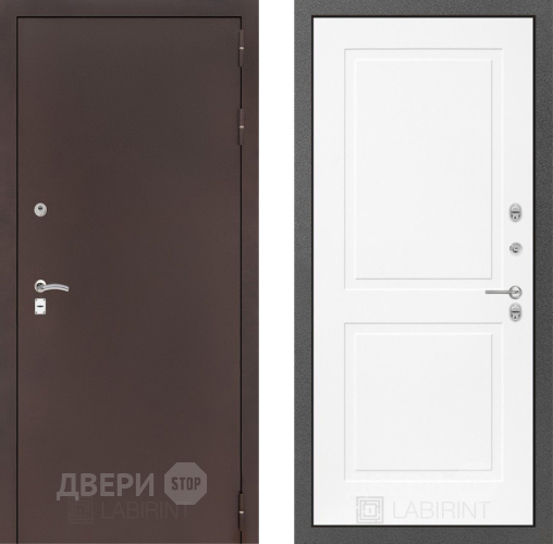 Входная металлическая Дверь Лабиринт (LABIRINT) Classic антик медь 11 Белый софт в Наро-Фоминске