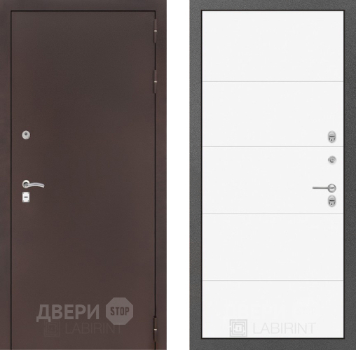 Дверь Лабиринт (LABIRINT) Classic антик медь 13 Белый софт в Наро-Фоминске