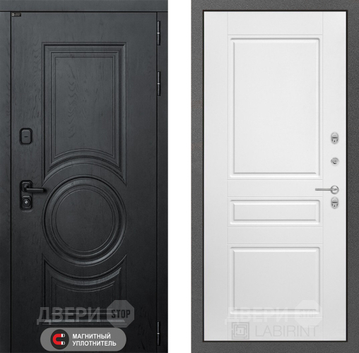 Входная металлическая Дверь Лабиринт (LABIRINT) Гранд 03 Белый софт в Наро-Фоминске