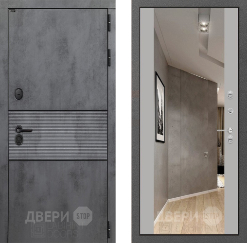 Входная металлическая Дверь Лабиринт (LABIRINT) Инфинити Зеркало Максимум Грей софт в Наро-Фоминске