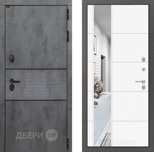 Дверь Лабиринт (LABIRINT) Инфинити Зеркало 19 Белый софт в Наро-Фоминске