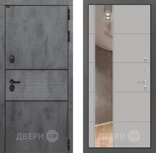 Входная металлическая Дверь Лабиринт (LABIRINT) Инфинити Зеркало 19 Грей софт в Наро-Фоминске